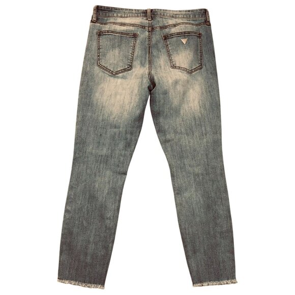 Guess Women's Jeans Size 29 Skinny Frayed Hem Ankle Casual Blue Denim Light Wash - Picture 2 of 13
